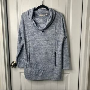 Soft Surroundings cowl neck blue heathered cotton blend sweater size‎ small